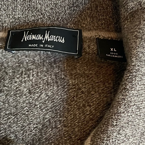 NEIMAN MARCUS Brown Weave Polo 100% CASHMERE Mens XL Sweater - Picture 3 of 3